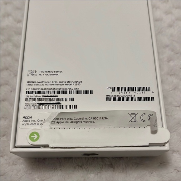EMPTY BOX for iPhone 14 Pro, Space Black, 256GB Model A2650 - Picture 4 of 10